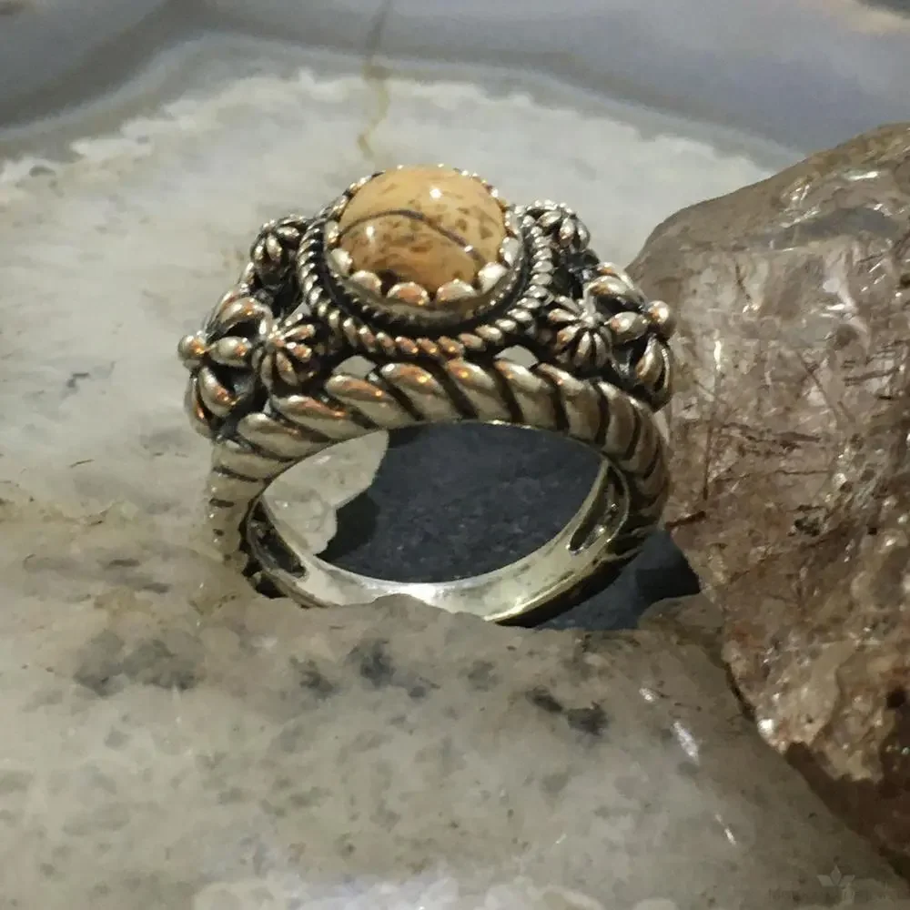 Carolyn Pollack Vintage Sterling Oval Picture Jasper Decorated Ring For Women